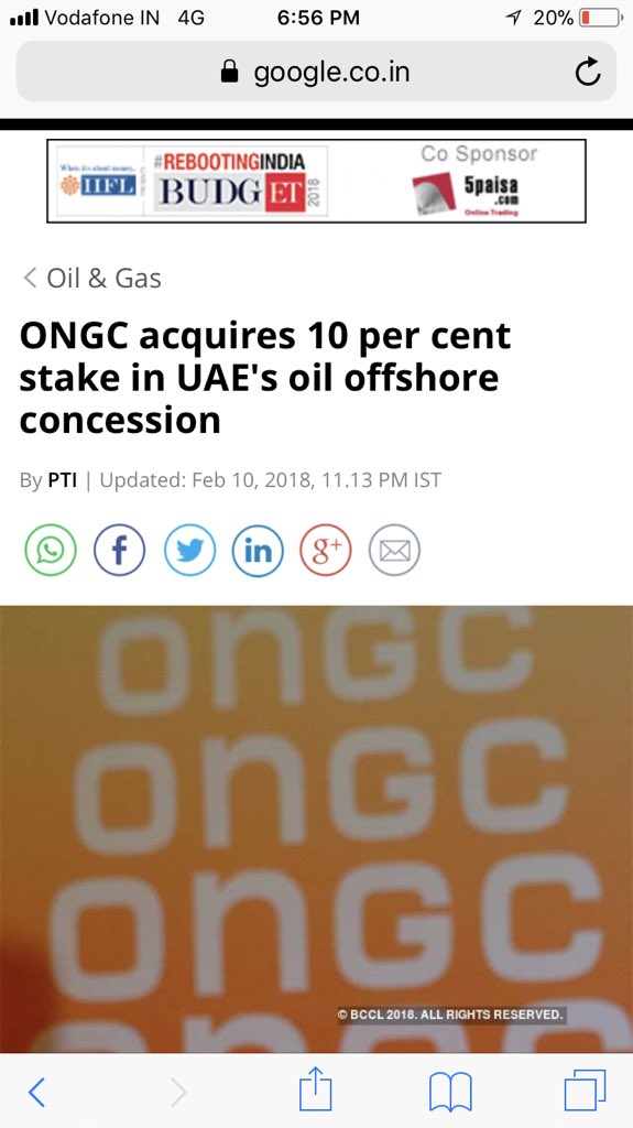 Historic deal between India & UAE to provide 1st ever 10% stake in AbuDhabi’s offshore oil concession to a consortium of Indian oil co’s led by ONGC. The road to #ProgressiveIndia might be difficult & long but will lead to a glorious future