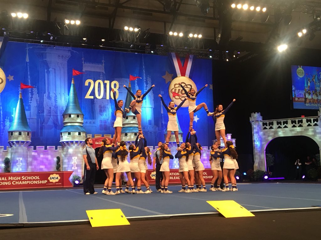 UCAupdates's tweet photo. Kellenberg Memorial High School has Large Varsity DI fired up for the Fire Birds!🔥🦅 #UCAnationals https://t.co/pRVWf2xwfG