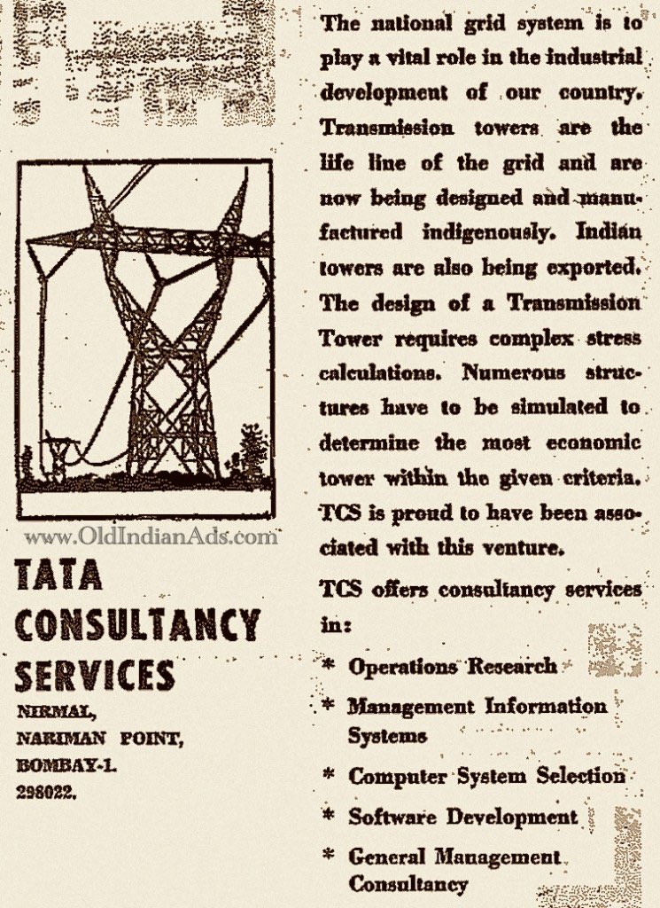  #Once_Upon_A_Time Tata Consultancy Services (TCS) Advertisement ! Circa 1970 ( Did Someone say - Computer was brought in India by Some Fake Gandhi after 1984)