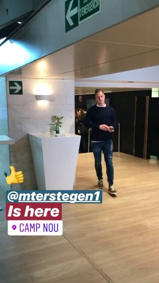 لحظة وصول شتيغن لملعب الكامب نو #غرد_لبرشلونة #FCBLive #برشلونة_خيتافي #برشلونه_خيتافي