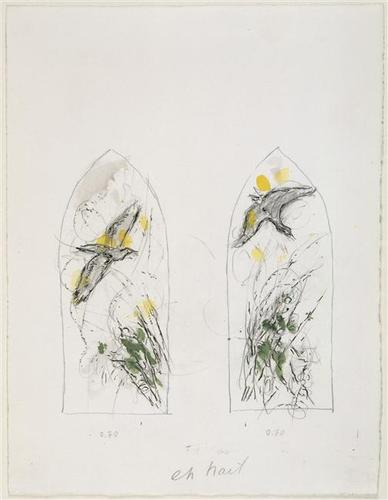 artistchagall's tweet photo. Bushes and birds (sketch to vitrage in Chapelle des Cordeliers in Sarrebourg) #naïveart #marcchagall https://t.co/Bp1EcRH8Uo