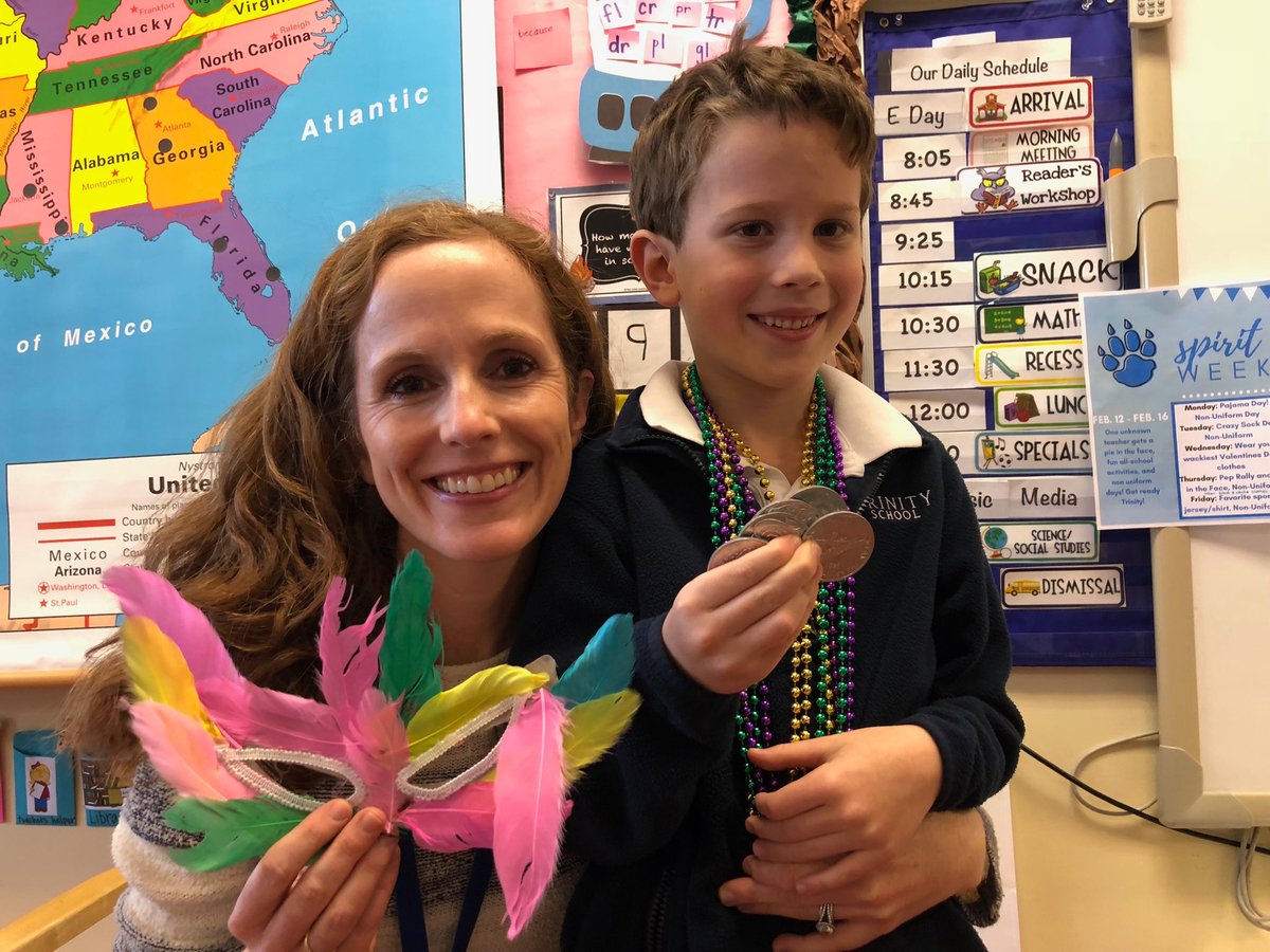 We loved learning about Mardi Gras with Houston and his mom #trinitylearns
