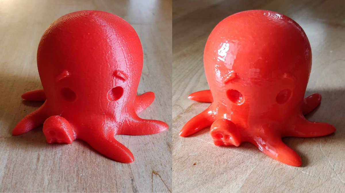 LucasLibis's tweet image. Small octopus before and after polishing #3Dprinting #Polymaker #Polysmooth