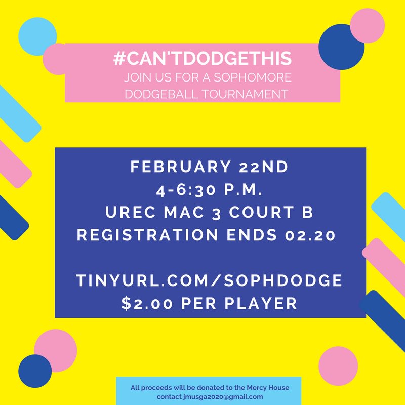 Got dodgeball skills? Come out to our dodgeball tournament. Grab a group of 7 and you could win big! All proceed will go towards the Mercy House.