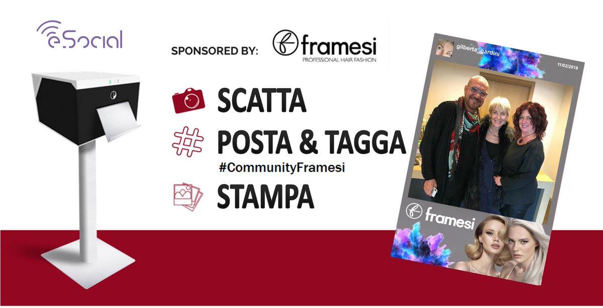 eSocialWiFi's tweet photo. Scegli un HashTag per il tuo evento (es. #CommunityFramesi), i partecipanti scattano le foto con il proprio telefonino, le pubblicano con l'HashTag da te scelto e il sistema stampa le foto personalizzata con la tua cornice in pochissimi secondi. https://t.co/j35UAaDVX8