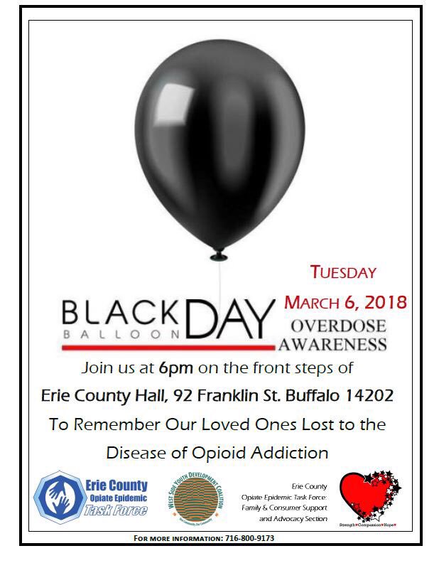 Crisis_Services's tweet photo. Have you lost someone you love due to an overdose? Please join us for #BlackBalloonDay on Tuesday, March 6th to remember those we have lost and bring awareness to the disease of #OpioidAddiciton. https://t.co/kXdBrSMkEn