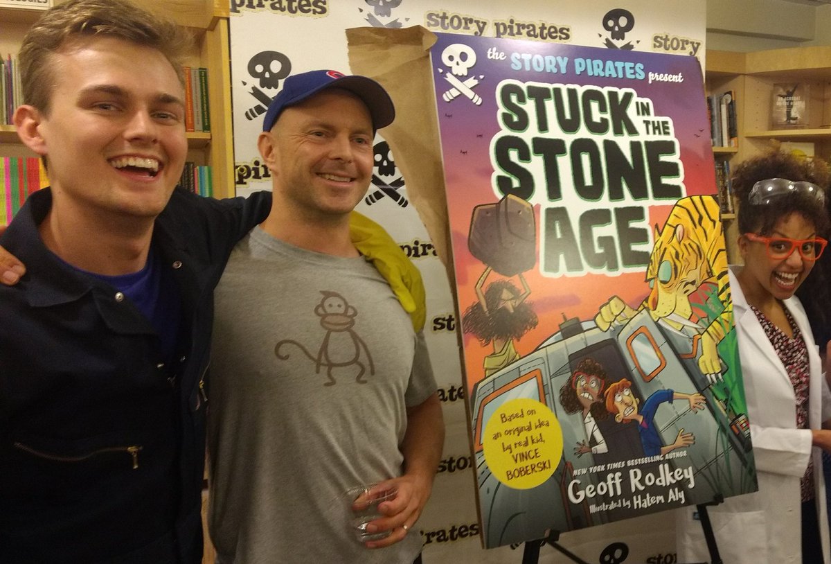 BooksJasonWells's tweet photo. Catch @GeoffRodkey and @storypirates on #alamw2018 Pop Top stage in just a few minutes presenting Stuck in the Stone Age and signing free arcs after in @rodalekids booth 1113 @RHCBEducators @randomhousekids @metahatem @ggonzales111 https://t.co/bQvxAQQXDk