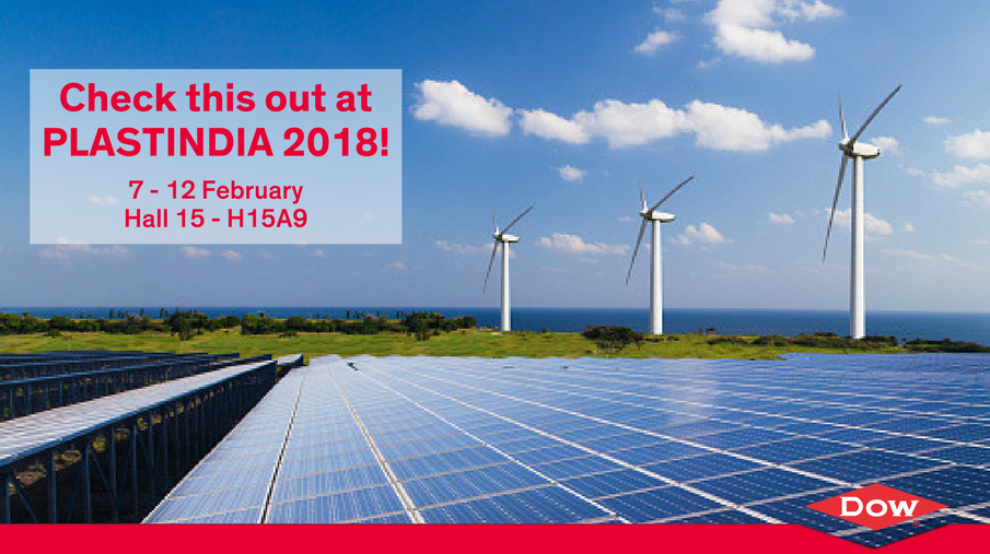 DowPackaging's tweet photo. Harness the original renewable energy source! Our Polyolefin Elastomers improve power output and performance of photovoltaics modules. Sustainable Solutions for Sustainable Living. #PlastIndia2018 #photovolataics #solar #renewable #sustainable https://t.co/lhvPsmiPcg