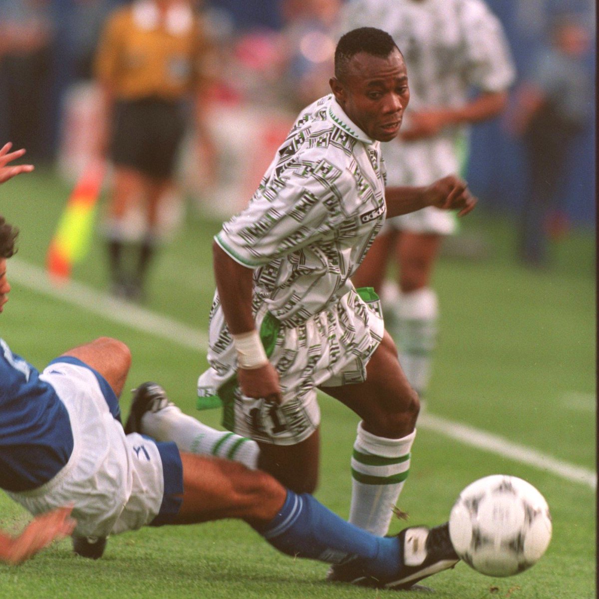 FIFAWorldCup's tweet photo. With 🇳🇬@NGSuperEagles's latest kit having a bit of a 90's feel, what better time to look back at some Super Eagles legends from their 🇺🇸USA 1994 debut!
📺🦅 https://t.co/eBVX36vwcU https://t.co/fcM2UlUmT9