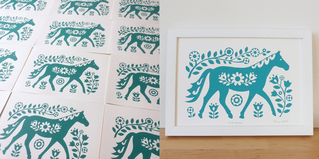 Folk Horse - printed at home on the kitchen table. Teal version in my online shop: etsy.com/uk/listing/579…

#handmadehour #horse #horsewallart #horseprint #horsegifts #horseart #horsedecor #screenprinted #screenprinting #screenprints #screenprint