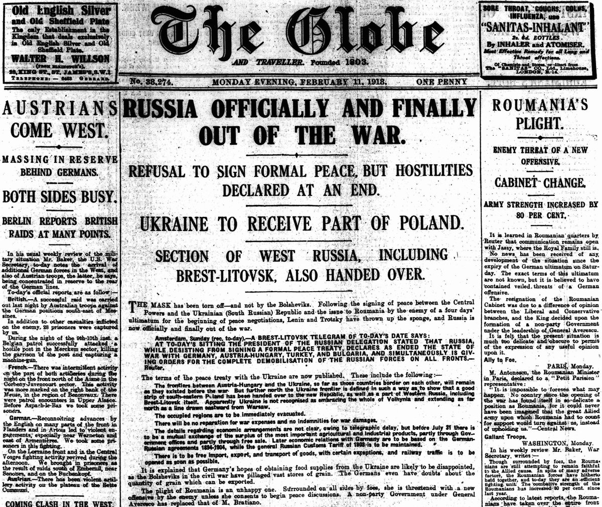 The British Newspaper Archive The Globe 11 February 1918 Russia Officially And Finally Out Of The War T Co Fwjphjmms9 1918newspapers Otd Firstworldwar T Co 2iygafdqcj