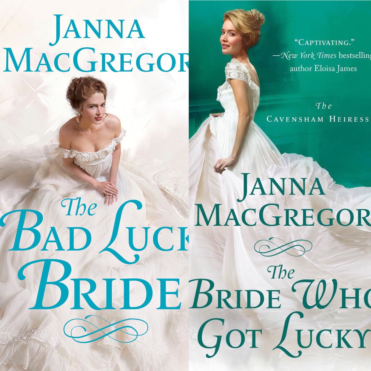 JannaMacGregor's tweet photo. I would ❤️ your support! Vote for THE BAD LUCK BRIDE and THE BRIDE WHO GOT LUCKY for Historical #BestCover at #JABBIC Special thank you to Jon Paul & Danielle Christopher https://t.co/I4kV2r31Hx https://t.co/kfPiDEsXJh