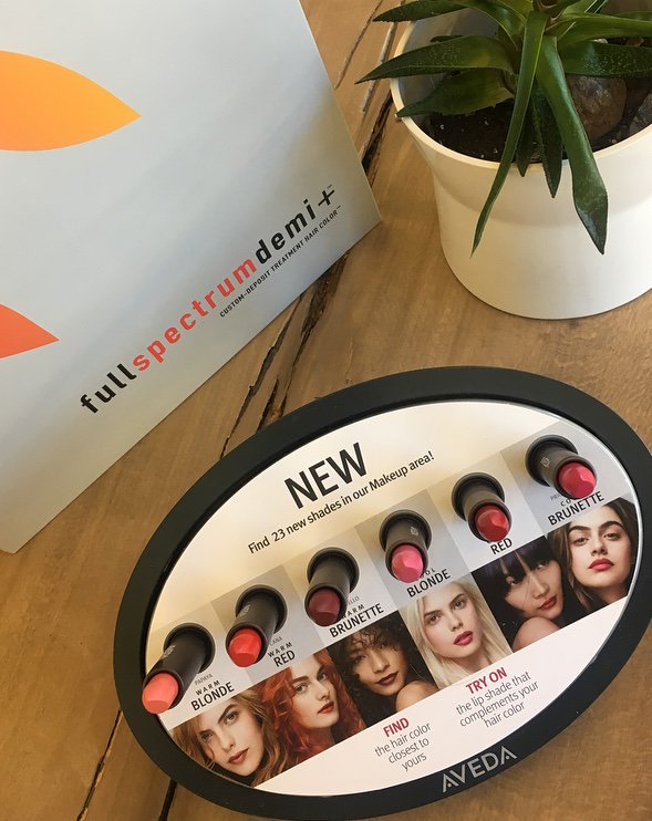 AvedaCanada's tweet photo. Introducing NEW #DemiPlus & #FeedMyLips! A low commitment - high conditioning colour service with nourishing lip colour to match! https://t.co/fLq6Ywj5da