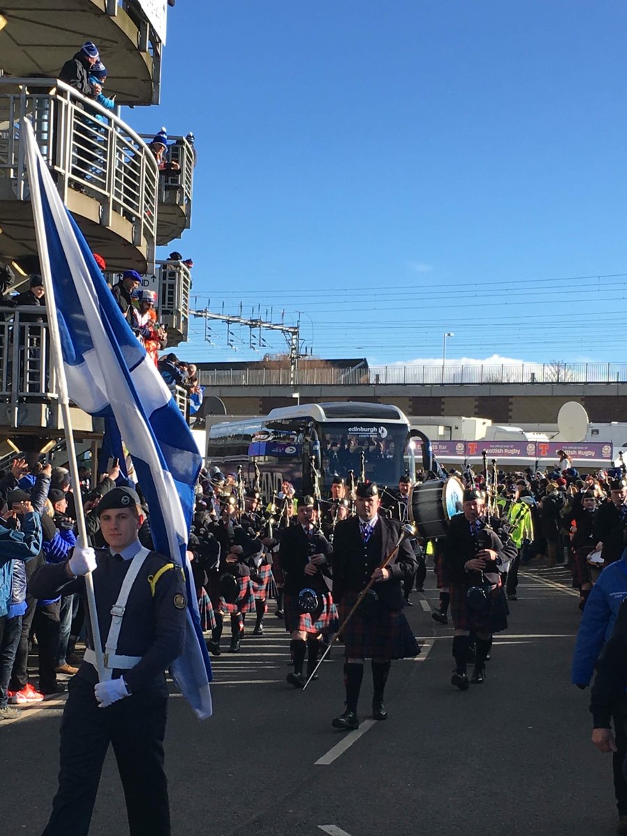 Great honour to play the Scotland Team bus into Murrayfield today #AsOne #scotlandvsfrance win 🏉