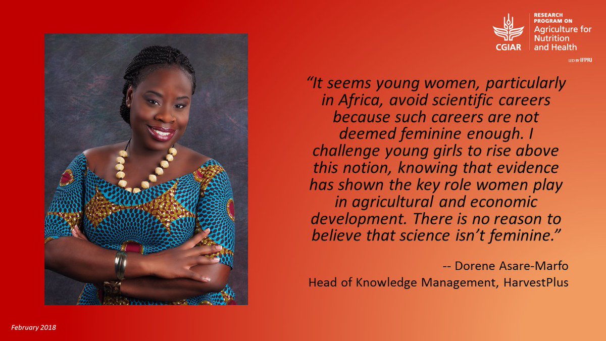 “I believe in the power of numbers. That’s why I studied statistics. Harnessing their power in policy research inspires innovation to solve real life problems like #hiddenhunger.” Dorene Asare-Marfo handles knowledge management for <a href="/HarvestPlus/">HarvestPlus</a>. #WomenInScience #A4NHResearch