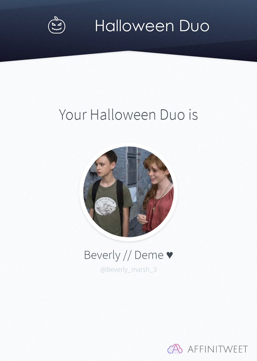 FinnsillaW's tweet photo. #Affinitweet Halloween Duo
I don't even have to dress up this year to be scary, I'm with @Beverly_marsh_3! 🎃👻
And you, with whom will you scare the most?
via https://t.co/yXZVOzZP95 https://t.co/TUtR4iyLR4