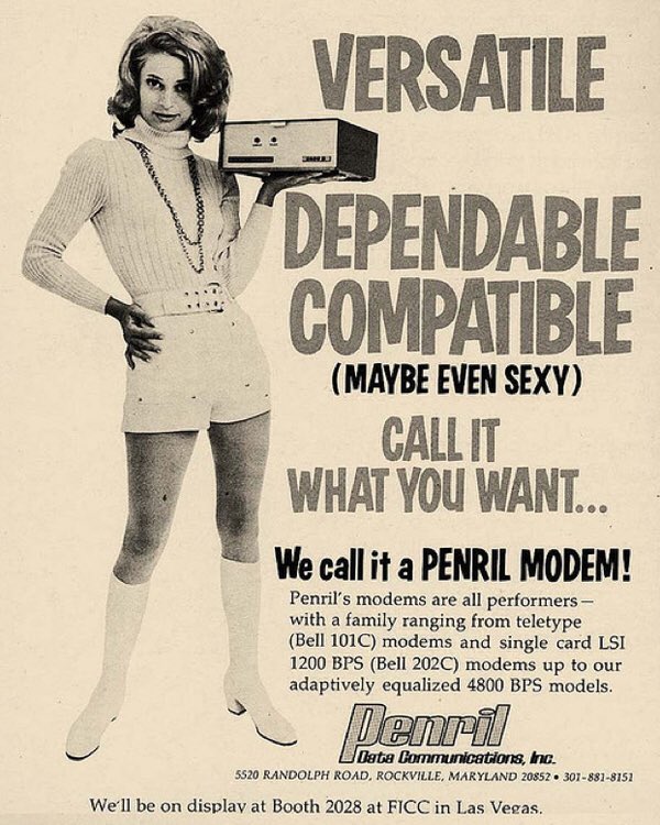  #Once_Upon_A_Time Modems used to be “ Maybe even Sexy “! Penril Modem Vintage Advertisement 