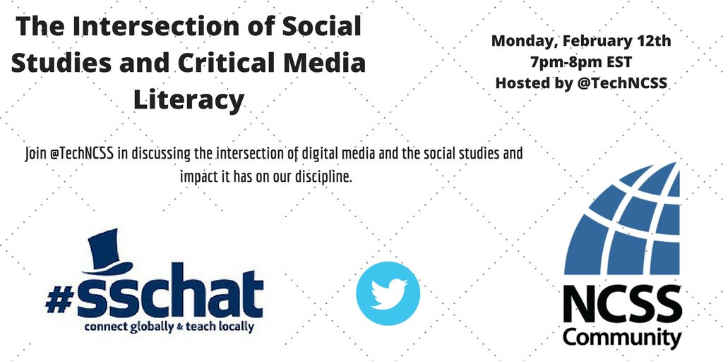 TechNCSS's tweet image. We&apos;ll see you tomorrow at 7PM EST! We&apos;re excited to #talktech and to take a close look at how digital media is impacting the social studies. 
#sschat @NCSSNetwork 
@thelamp @NewsLitProject