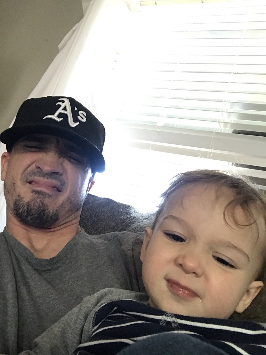 We’ve been home sick together and done a lot of bonding. Mama will not be happy about the mess when she is due home since this morning in next few hours #meanmuggin #godandfamily #heevenplaysguitar #hewritesonwalls #hedontcare