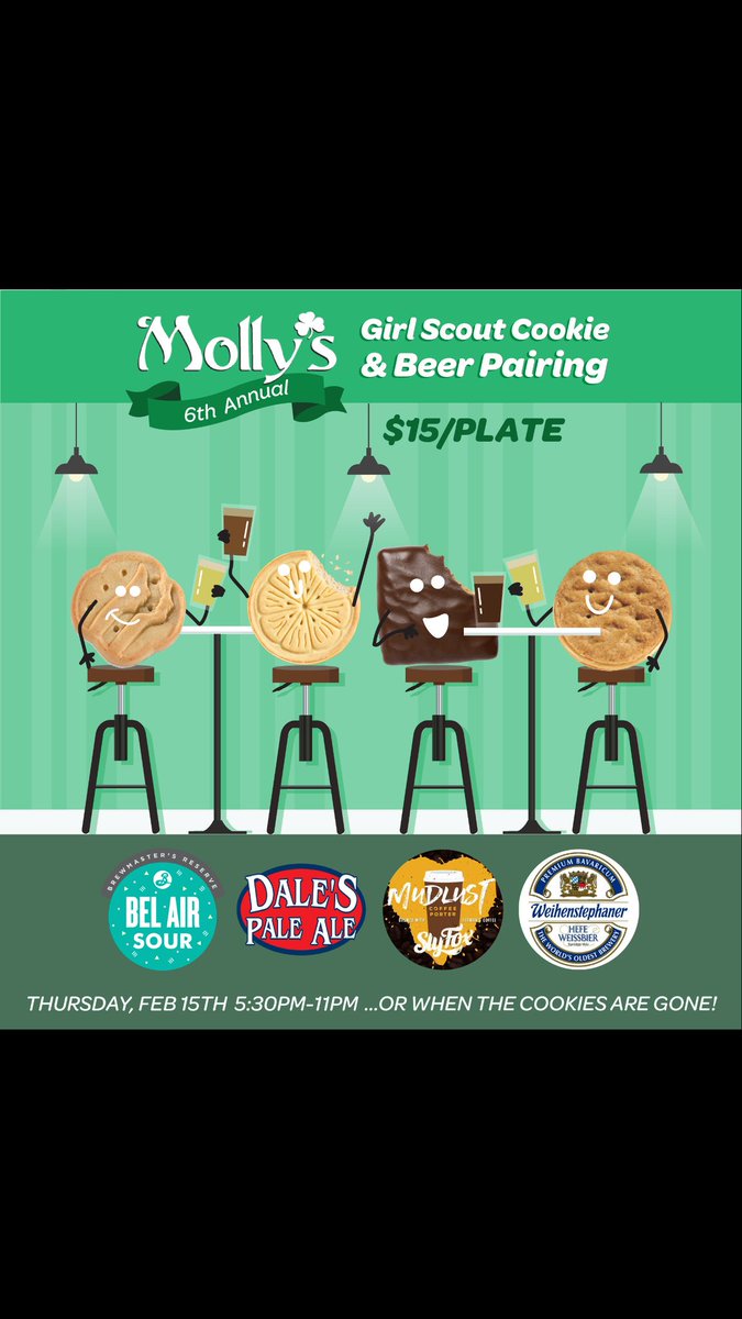 PintofPat's tweet image. 6th Annual Girl Scout cookies and Beer pairing this Thursday at @mollysbethlehem