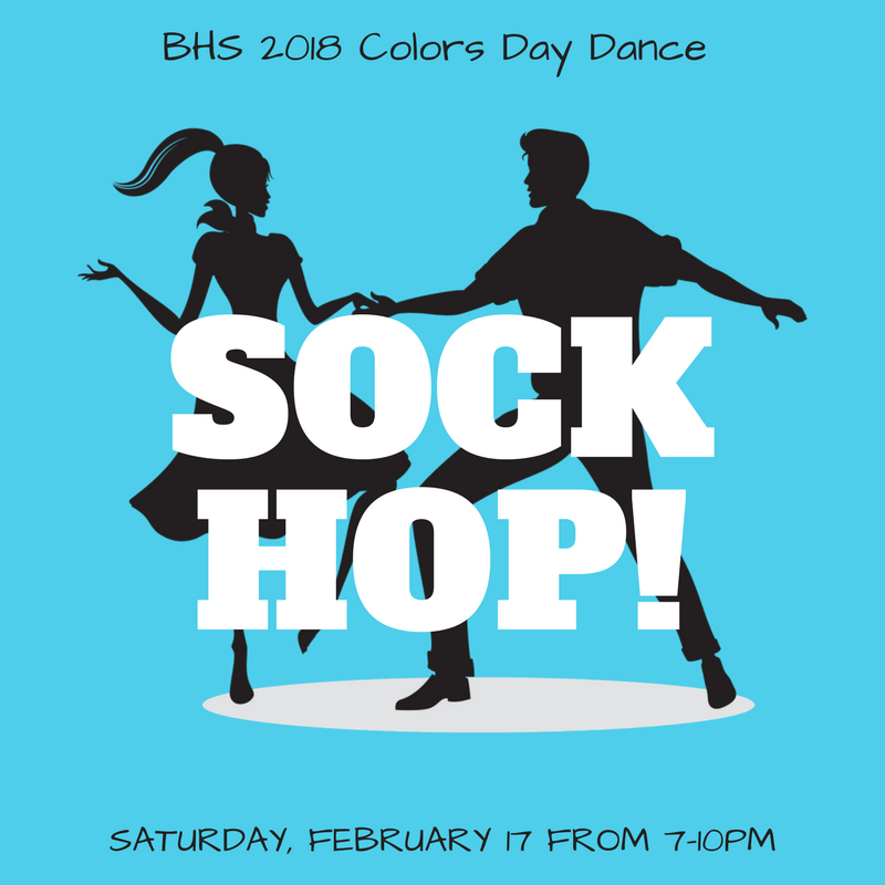 BentonvilleHS's tweet photo. It's almost time to celebrate Colors Day!

The dance for students is Saturday, February 17 from 7-10 pm at BHS. 
Theme = SOCK HOP
Tickets are $5/person and will be sold at lunches starting tomorrow. https://t.co/2ywQJpKRvw
