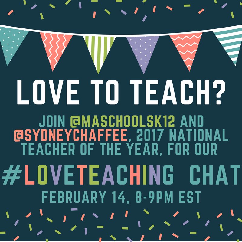 SydneyChaffee's tweet image. It&apos;s almost #LoveTeaching Week! Kick it off right by joining me for a special-edition #SBLchatMA on Valentine&apos;s Day!