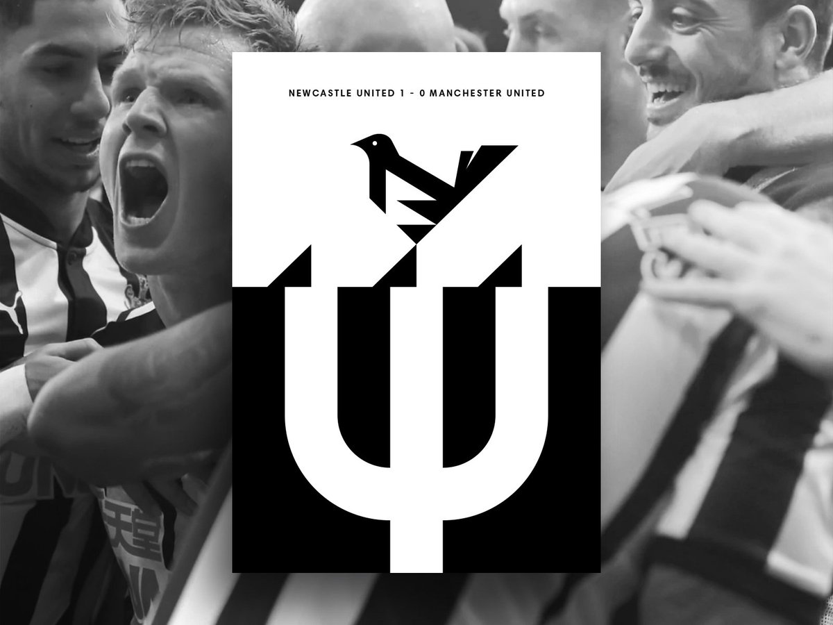 Newcastle United (@NUFC) 1 - 0 Manchester United (@ManUtd).

#Football #Newcastle #Magpies #Design #Poster #Creative #TheMagpies #Illustration #FootballArt #Art #blackandwhite #Toon #BlackandWhitearmy #PremierLeague