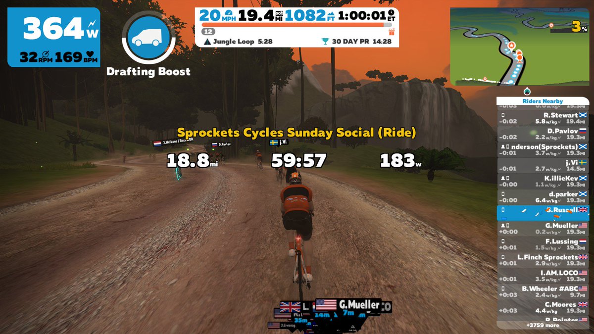 Another great Zwift ride tonight with a turnout of 73 riders. Very pleased with that considering the football and the rugby was on today. 

Had a good wee bunch that stuck with the b
Yellow beacon. 

Hope everyone enjoyed it and see you all next Sunday. 

#WeAreSprockets