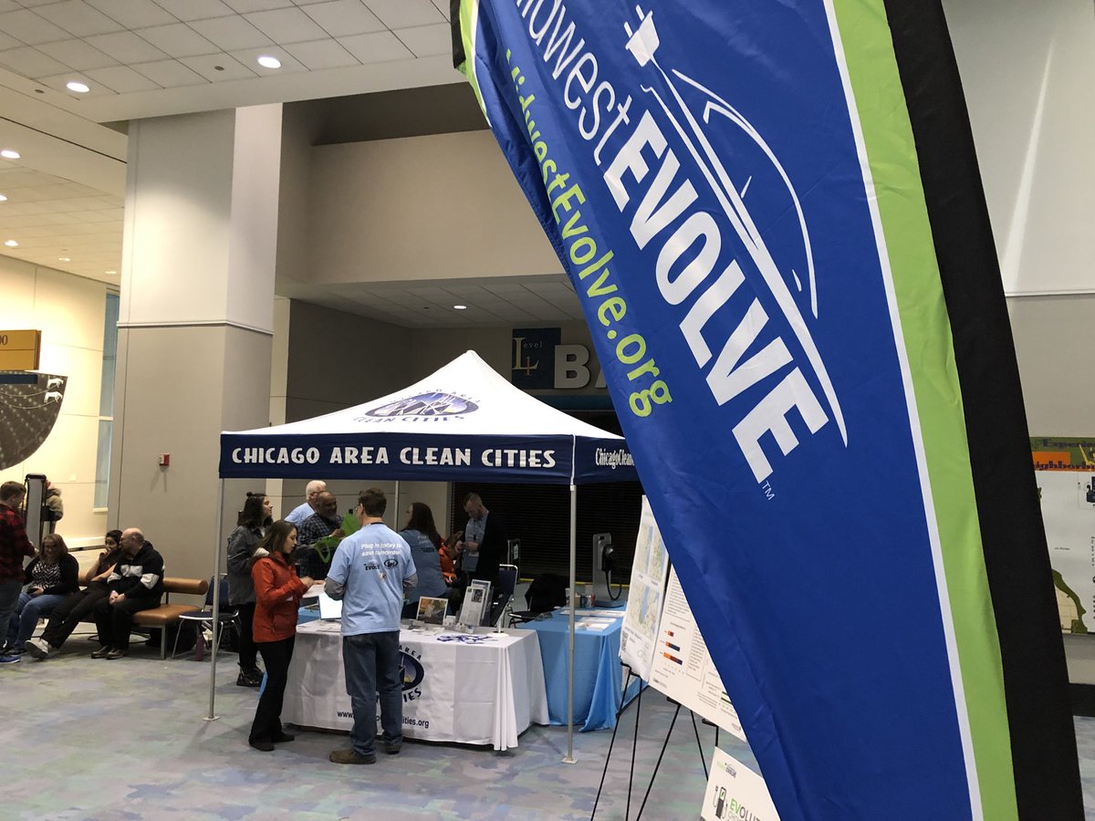 IllinoisACT's tweet photo. Look for our @MidwestEvolve banners at the Chicago Area Clean Cities Coalition tent, Level 1, Gate 2, at @ChiAutoShow to take #ElectricVehicles for a test-drive, now until Feb. 19! #CAS18 https://t.co/0qeOPFQii6