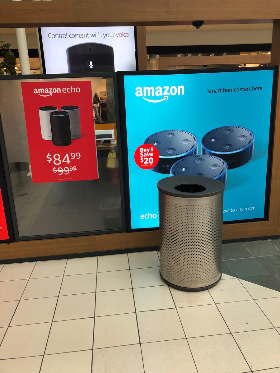 Paisano's tweet image. My son tricked me. He said look at the new @amazon trash can. I can imagine such a thing. “Alexa come get me trash” and just like the #roomba it comes to you for your trash. More #LazyTech huh?