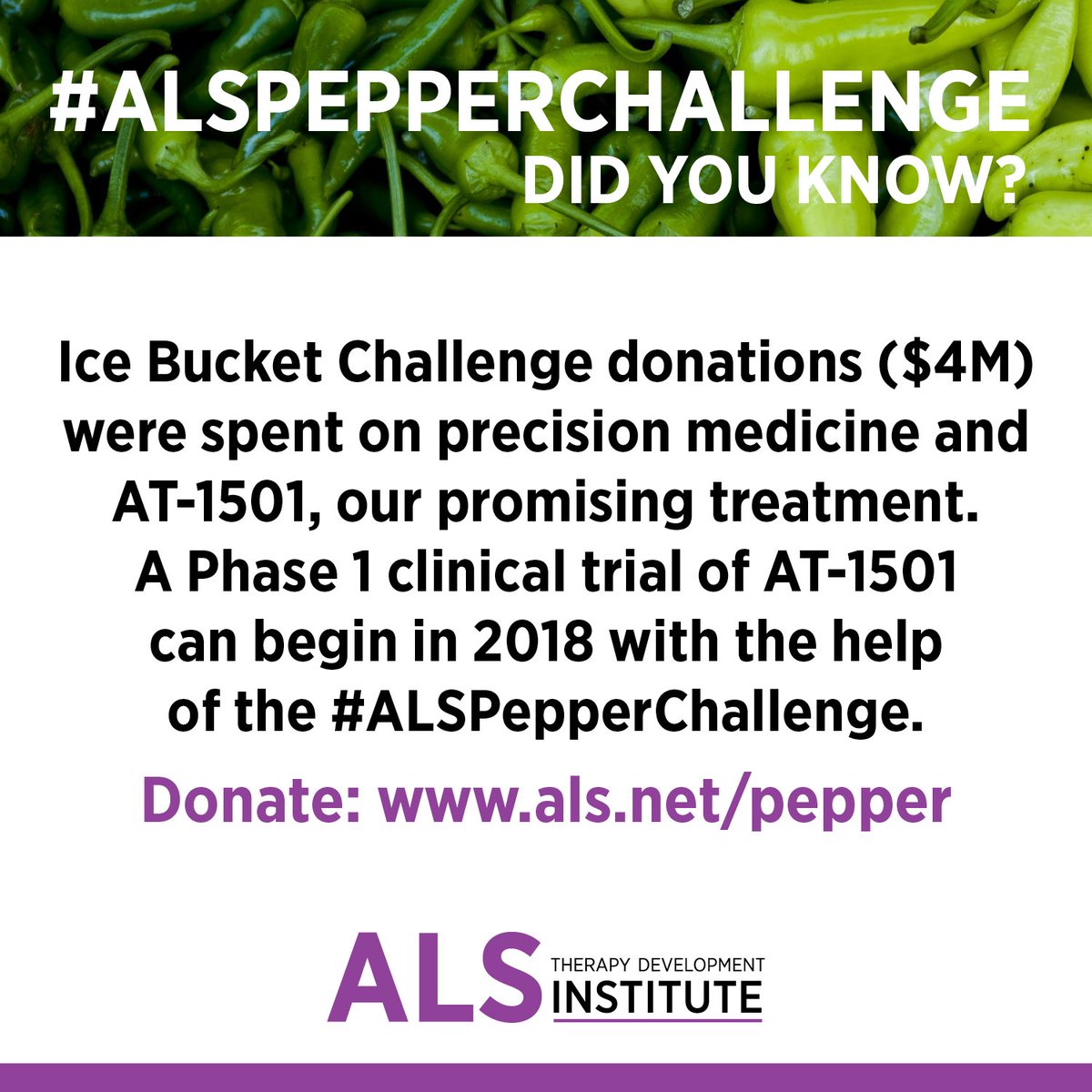 ALSTDI's tweet image. #ALSPepperChallenge Did you know? #EndALS #ALS #MND als.net/pepper
