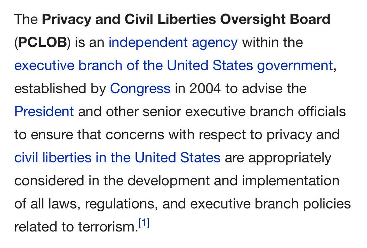 AmicaAli's tweet image. Some background info on the Privacy and Civil Liberties Oversight Board #PCLOB