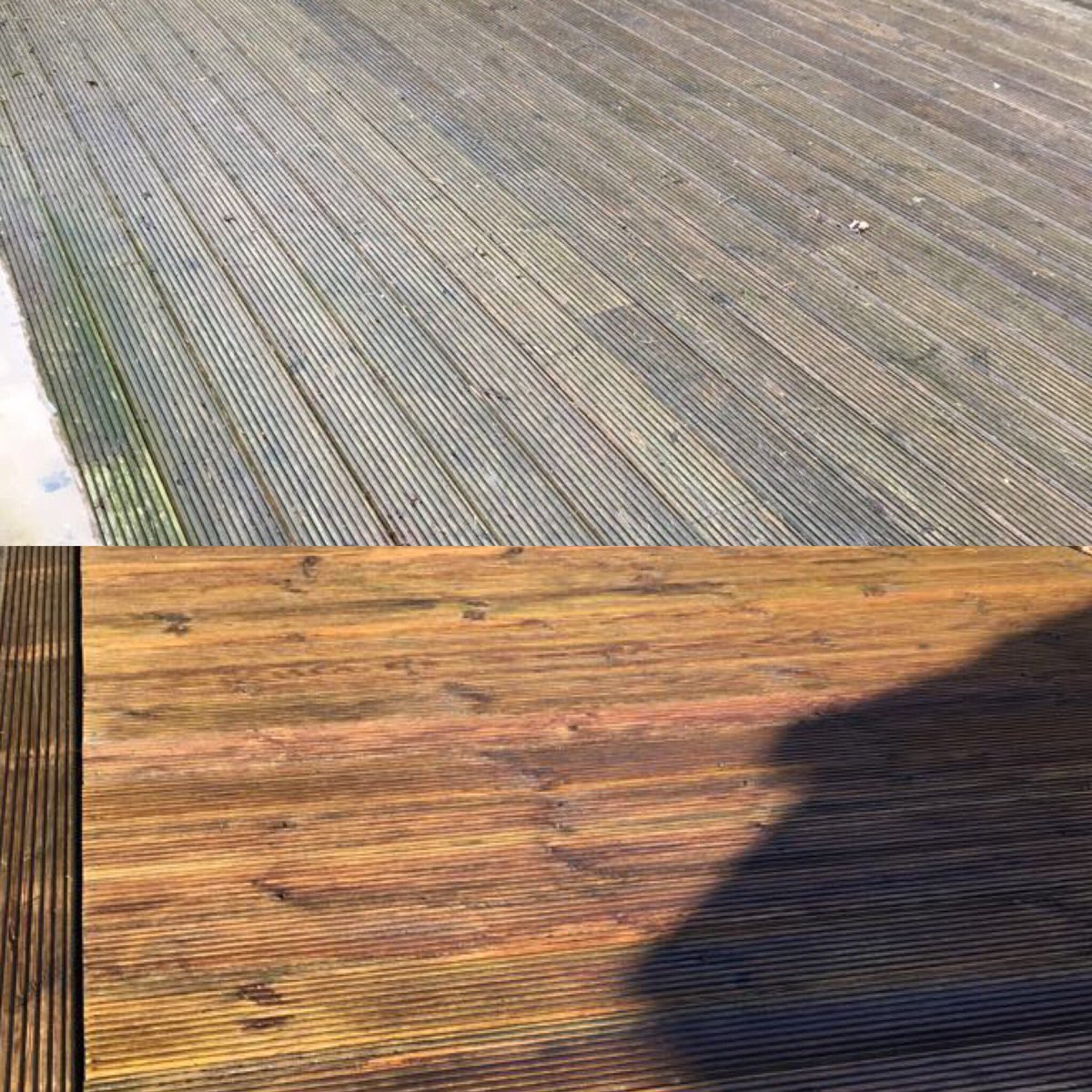 EverClean01's tweet photo. A before & after of our first decking clean of 2018, getting ready for spring 🌼 #deckingcleaning #aberdeen #aberdeenshire https://t.co/0lusSlNIqV