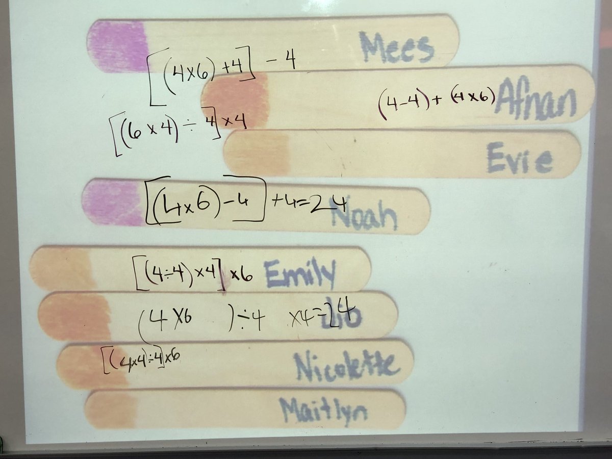 JvincentISKL's tweet photo. @globalmathtask 5JVs answers for this week’s challenge...a great way to learn more about order of operations. #isklg5 https://t.co/R4KOgBt5aM