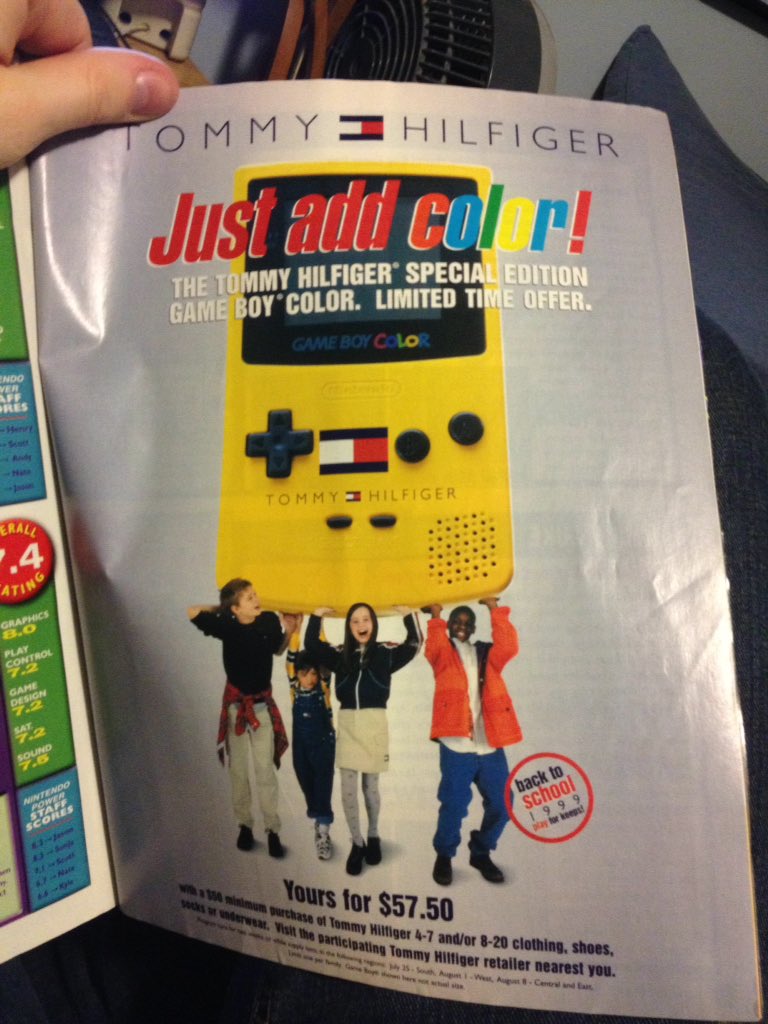 Found an old Nintendo Power as for a Tommy Hilfiger game boy 

Who the heck would want a Tommy Hilfiger game boy?????