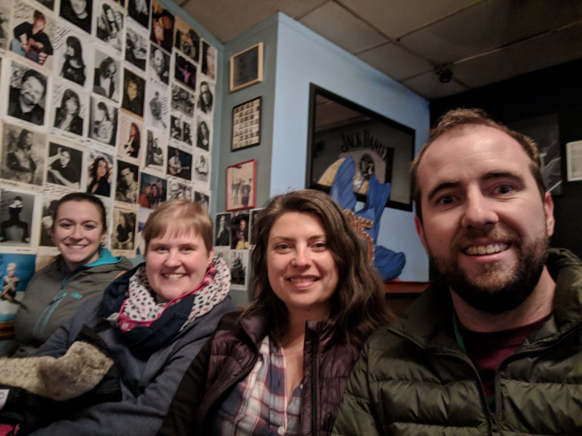 treyhunner's tweet photo. At @BluebirdCafeTN with @HelloMelanieC @OssAnna16 @sarah_guido 🎶🎸🙌 #pytn2018 💖 https://t.co/Ot7jHz1SoF