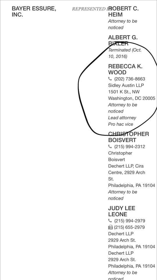 jlfischer's tweet image. @annenbcnews

Head FDA Attorney also listed as Bayer&apos;s head attorney!!! How is this not a major conflict of interest? Who will hold the #FDA accountable? #Essure #FDAfailedus #MedicalDeviceSafetyAct
#HR2164