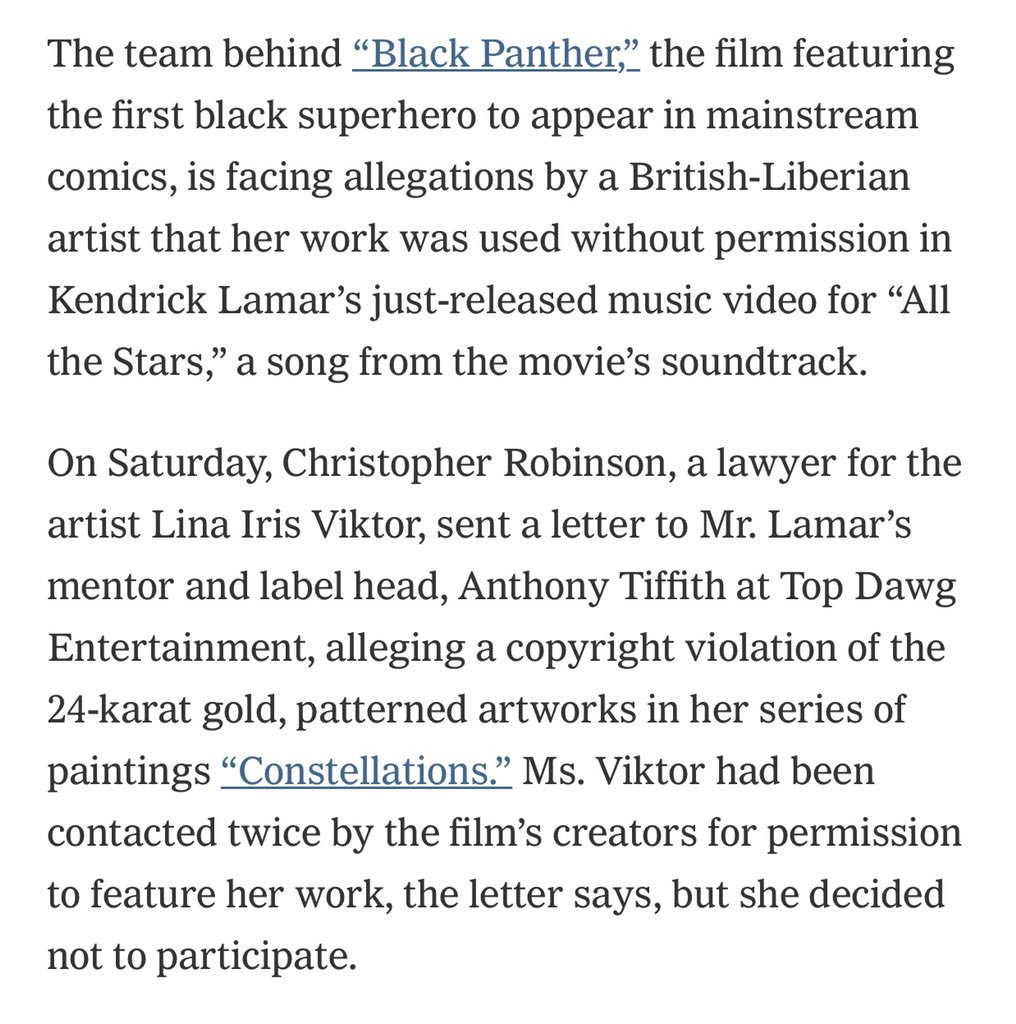 just wanna make sure I updated with the latest. as someone who deeply respects @LinaViktor (and as an artist who has been swagger jacked more than once): Lina did *not* grant permission for this usage. upsetting. source: nytimes.com/2018/02/11/art…