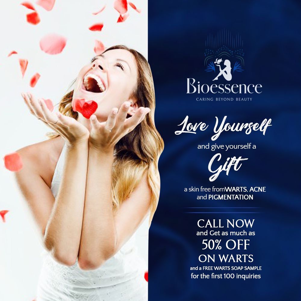 You can easily spread warts to your loved ones. Get rid of them now with Bioessence. Avail our 50% off on our Warts Removal Treatment. This February, #ShareTheLove and get rid of warts.