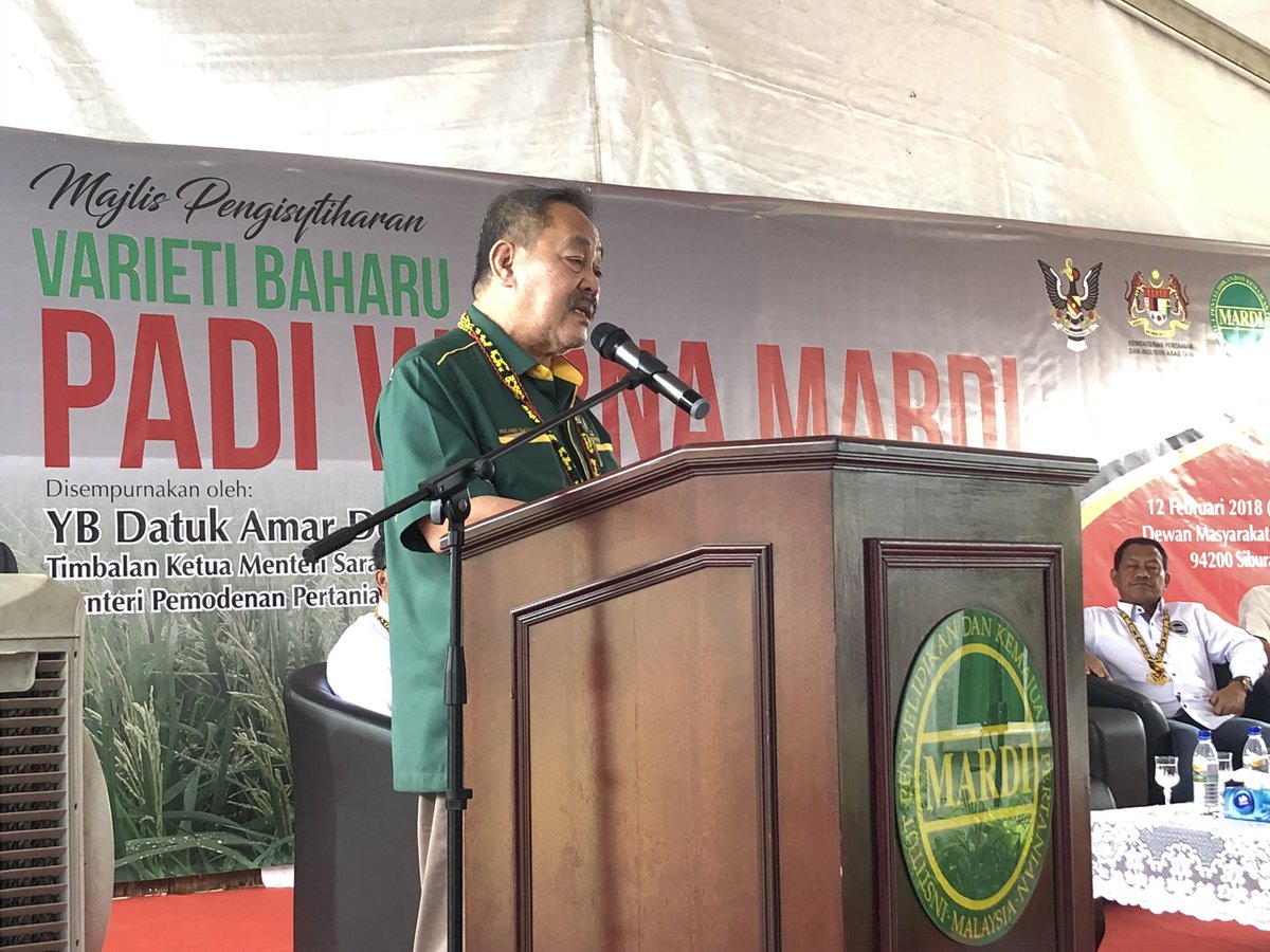mardimalaysia's tweet photo. “Beras MARDI Warna 98 ini boleh dijadikan produk tempatan seperti Bario dan Bajong, bukan sahaja untuk pasaran tempatan malahan sebagai produk premium ke luar negara” - YB Datuk Roland Sagah Wee Inn, Menteri Muda Pembangunan dan Tanah Adat. https://t.co/MSv6Wr10Vv