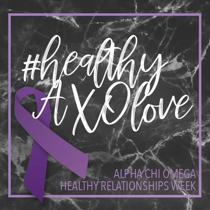 TOMORROW starts Healthy Relationships Week with Alpha Chi Omega! Here is the schedule for the week: 
~Monday: “Alpha Chindness”
~Tuesday: “Donut Let Love Hurt”
~Wednesday: “Love is...”