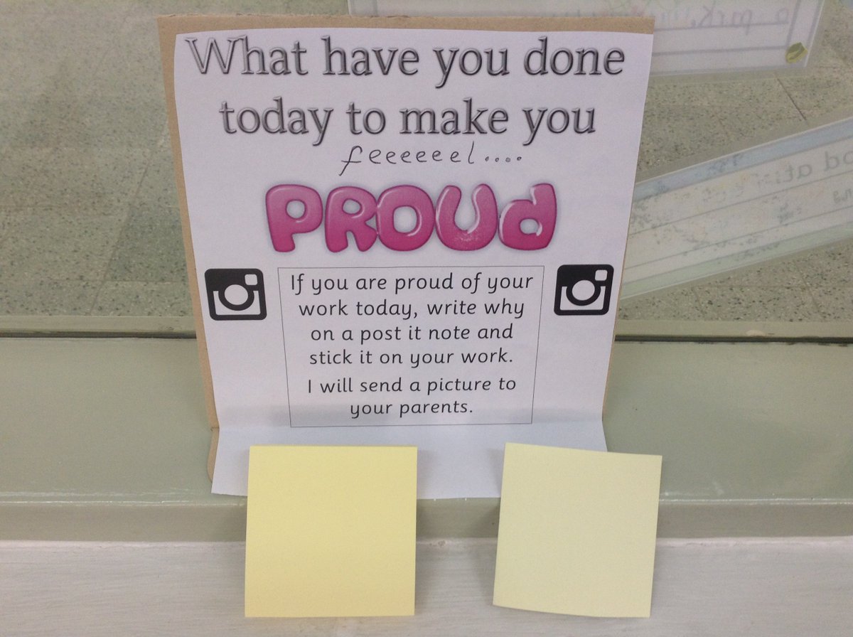 Trying to develop #pride in my children's work. They put a post it note on the work they are proud of, I send a picture of it home. #cognitaway #supersathorn #whathaveyoudonetodaytomakeyoufeelproud #heathersmall