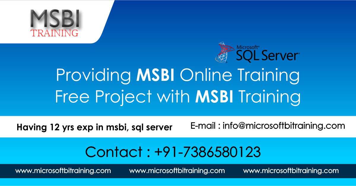 microsoftbitra1's tweet image. goo.gl/oC7wEX #MicroSoftBiTraining provides #OnlineSqlServerIntegrationServices training likes, control flow and containers, Data flow tasks and transformations, Implementing SCD &amp;amp; configurations, variables, debugging, for more details contact us
#MsbiOnlineCourse