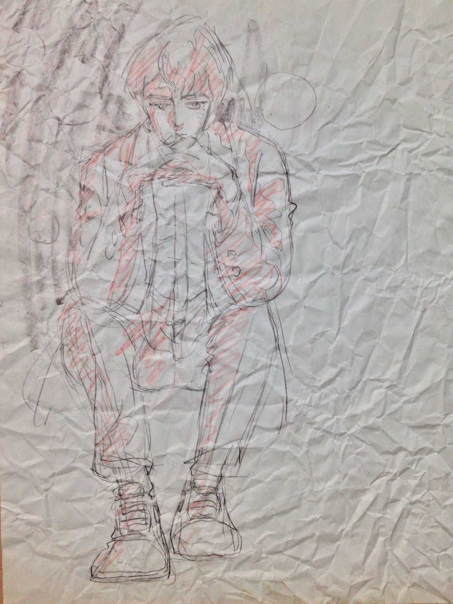 浜崎博嗣 林政行さんがスターザンs作業合間にポイされた落書き 本人帰宅後そのゴミ箱からちゃっかりとサルベージ 独り占めは勿体無いのでやはり皆さんにお観せしたく思いまして 新しい作品のプランを構想していたのかな