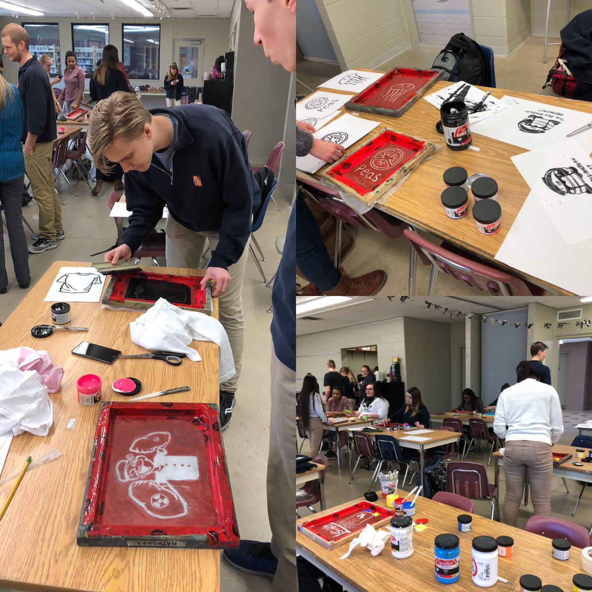 Pop-up t-shirts with a cause! <a href="/HDCH_Info/">HDCH</a> students are partnering with Recreate and The Compass School to silk screen T-shirts to raise $ for Buttons <a href="/541Barton/">541 Eatery&Exchange</a> Cafe. These shirts will be on sale soon at the Cafe! #deeperinfurtheroutHDCH #beautifulworkHDCH <a href="/siebs2000/">nathan siebenga</a>