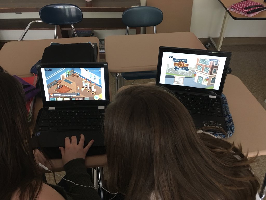 ktraf1's tweet photo. First day back from break...let’s review on @icivics with #DoIHaveARight. Students love that they are gaming in school! #sschat #emschat @wyckoffschools @WPSEisenhower https://t.co/llaHMaPhmL
