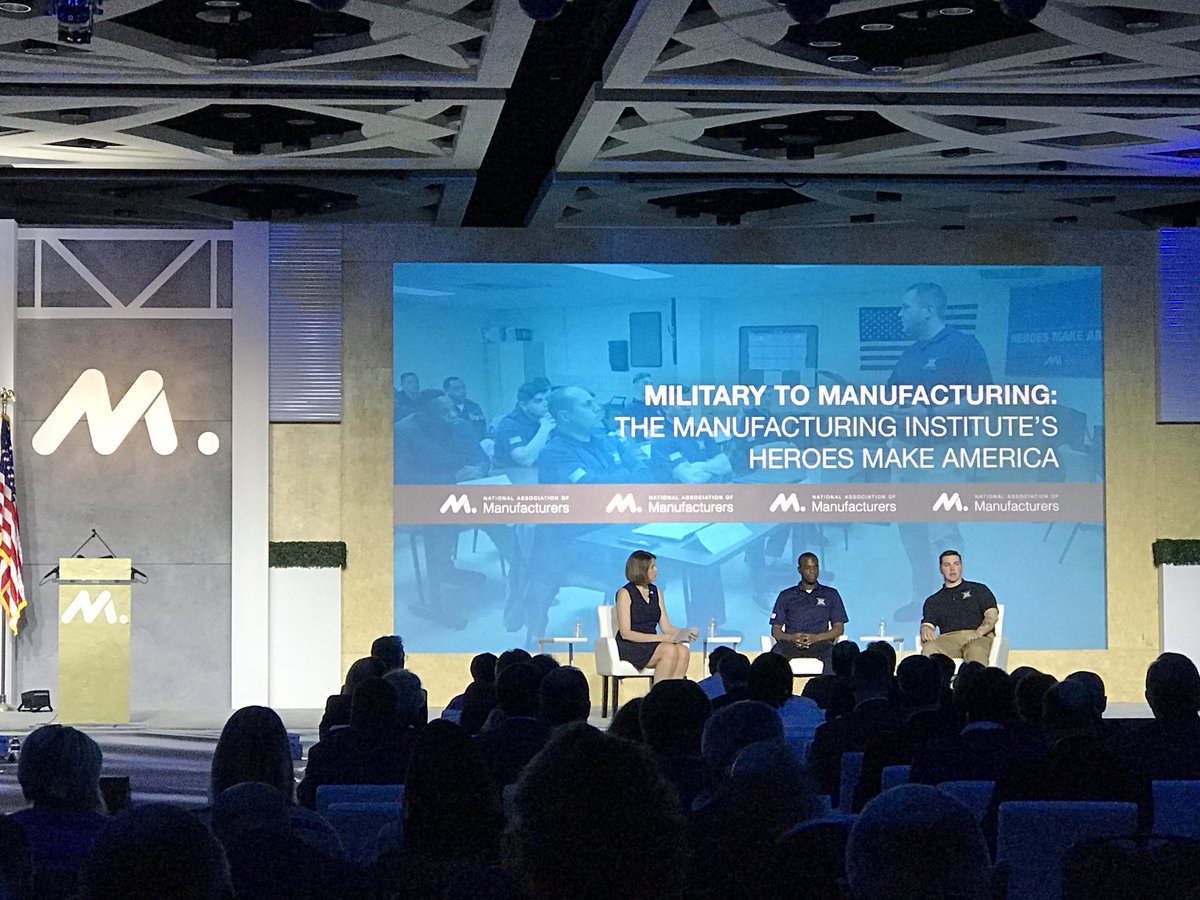 Nice conversation about the Heroes Make America program, which trains #veterans for #manufacturing careers, at the NAM Spring Board meeting <a href="/TheMfgInstitute/">TheMfgInstitute</a> <a href="/ShopFloorNAM/">The NAM</a> #WeAreMFG