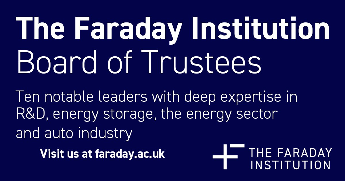 The <a href="/FaradayInst/">Faraday Institution</a> announces its inaugural board, 10 distinguished leaders who will help set UK programmes in energy storage research. 
faraday.ac.uk/the-faraday-in…