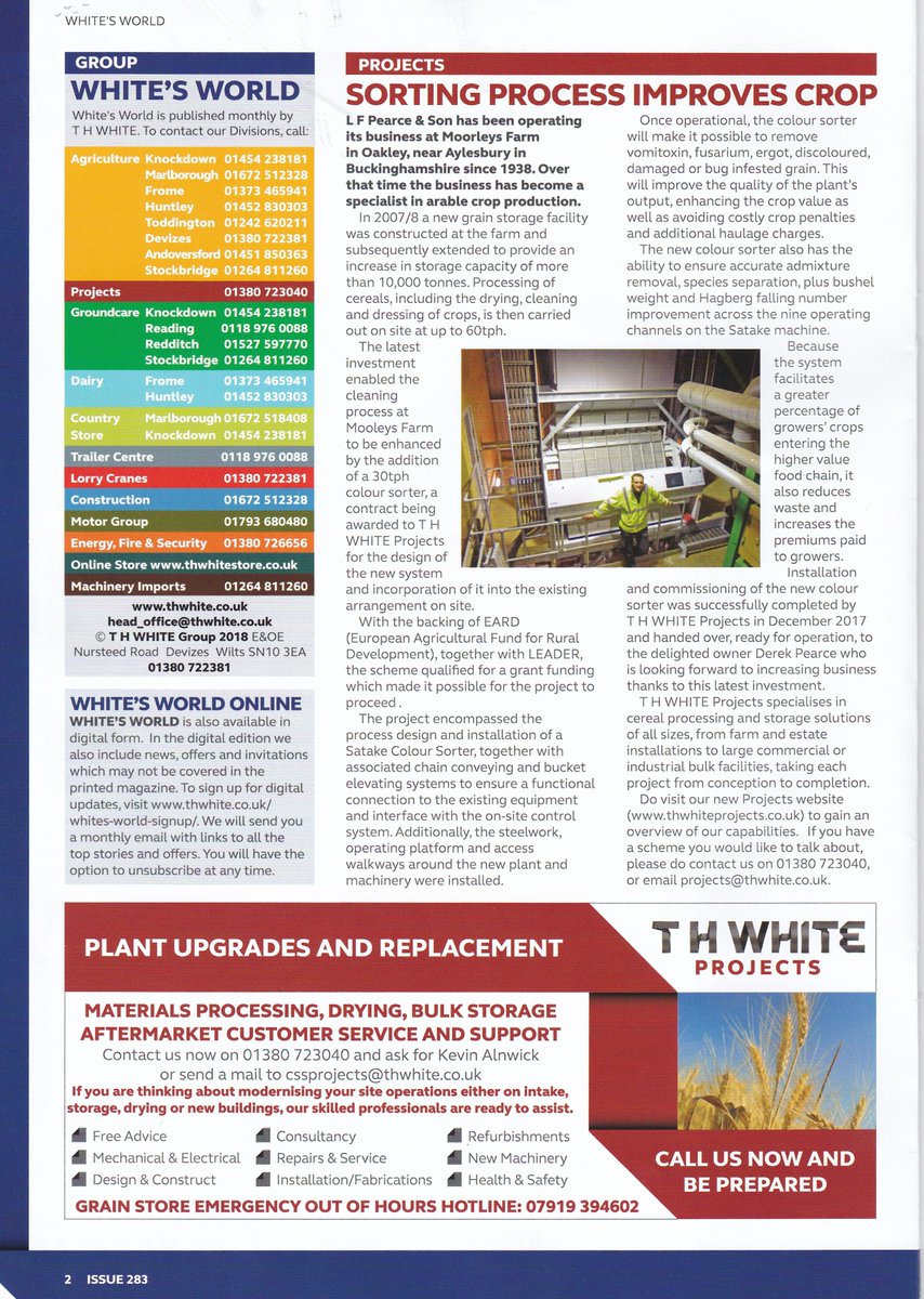 Nice to feature in T H White's newsletter regarding our new Colour Sorter @thwhite_agri #GrainStore #GrainConditioning #Aylesbury