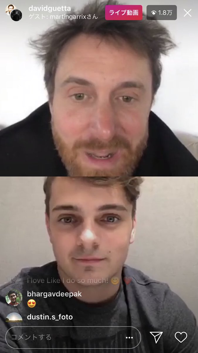 Twitter पर Mnn 先ほどmartin Garrixとdavid Guettaによるインスタライブがスタートしました 昨日martin Garrixが出演したオリンピック閉会式の話で盛り上がっており この後brooksも迎えたライブも行われる予定となっています T Co Lkzyalppfd